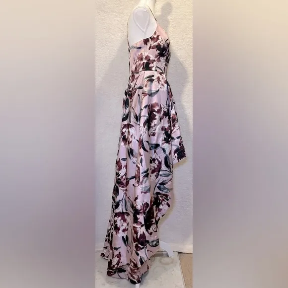 Xtraordinary hi-lo formal gown dress pink purple floral sleeveless spring pastel
