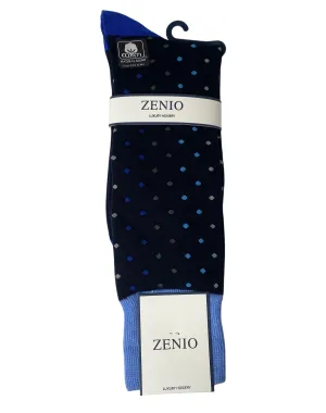 Zenio Dotted Patterned Dress Socks- Navy